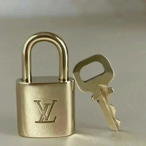 Louis Vuitton Accessories - Louis Vuitton Gold Brass Padlock Lock And Key Set number  random